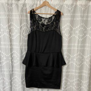 Pinc Peplum and Lace Little Black Dress
